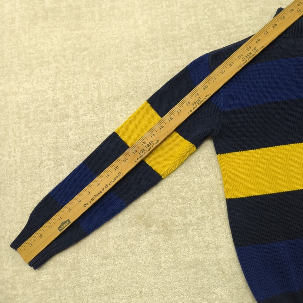 Vintage Polo Ralph Lauren 1/4 Zip Sweater Boys XL Blue Yellow Striped Pony Y2K - Picture 10 of 11